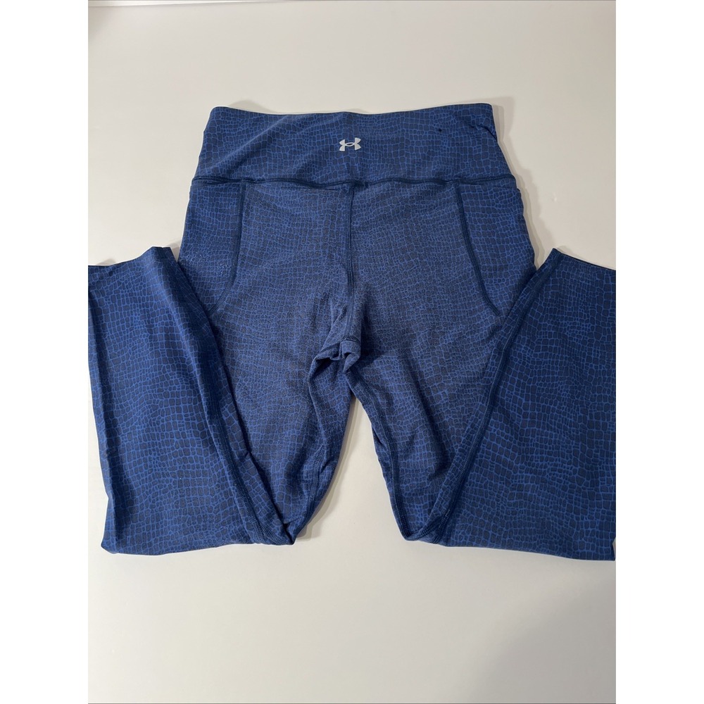 Under Armour Women's HeatGear High-Rise Leggings Blue Jacquard Print Size Medium